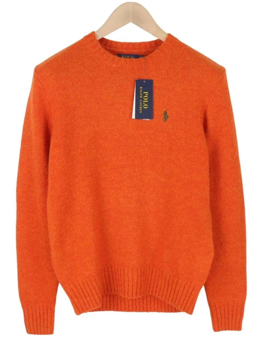 NWT Polo Ralph Lauren Orange Crewneck The Luxury Cotton Sweater Knit Casual M
